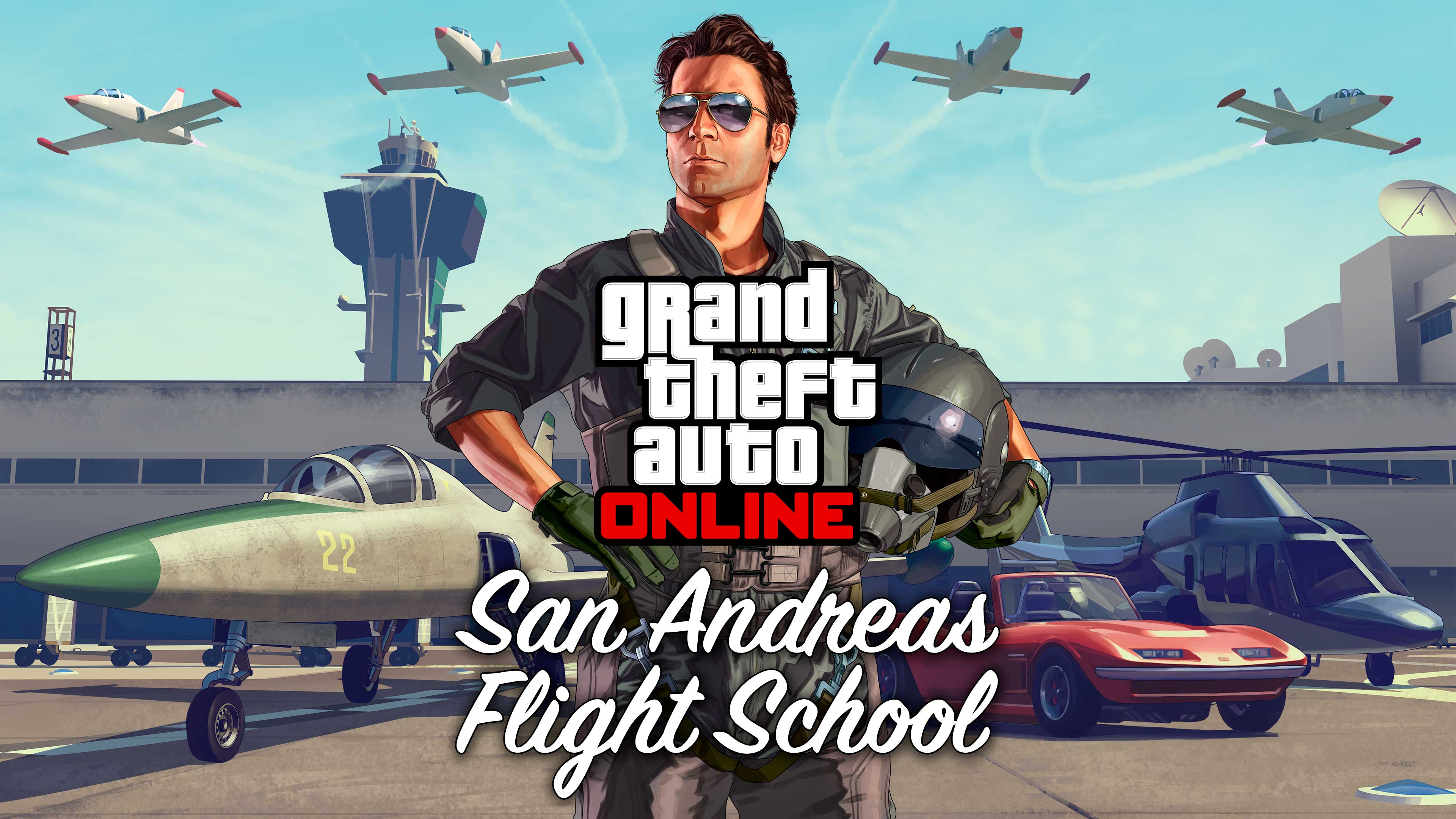 Arte e logotipo da Escola de Aviação San Andreas