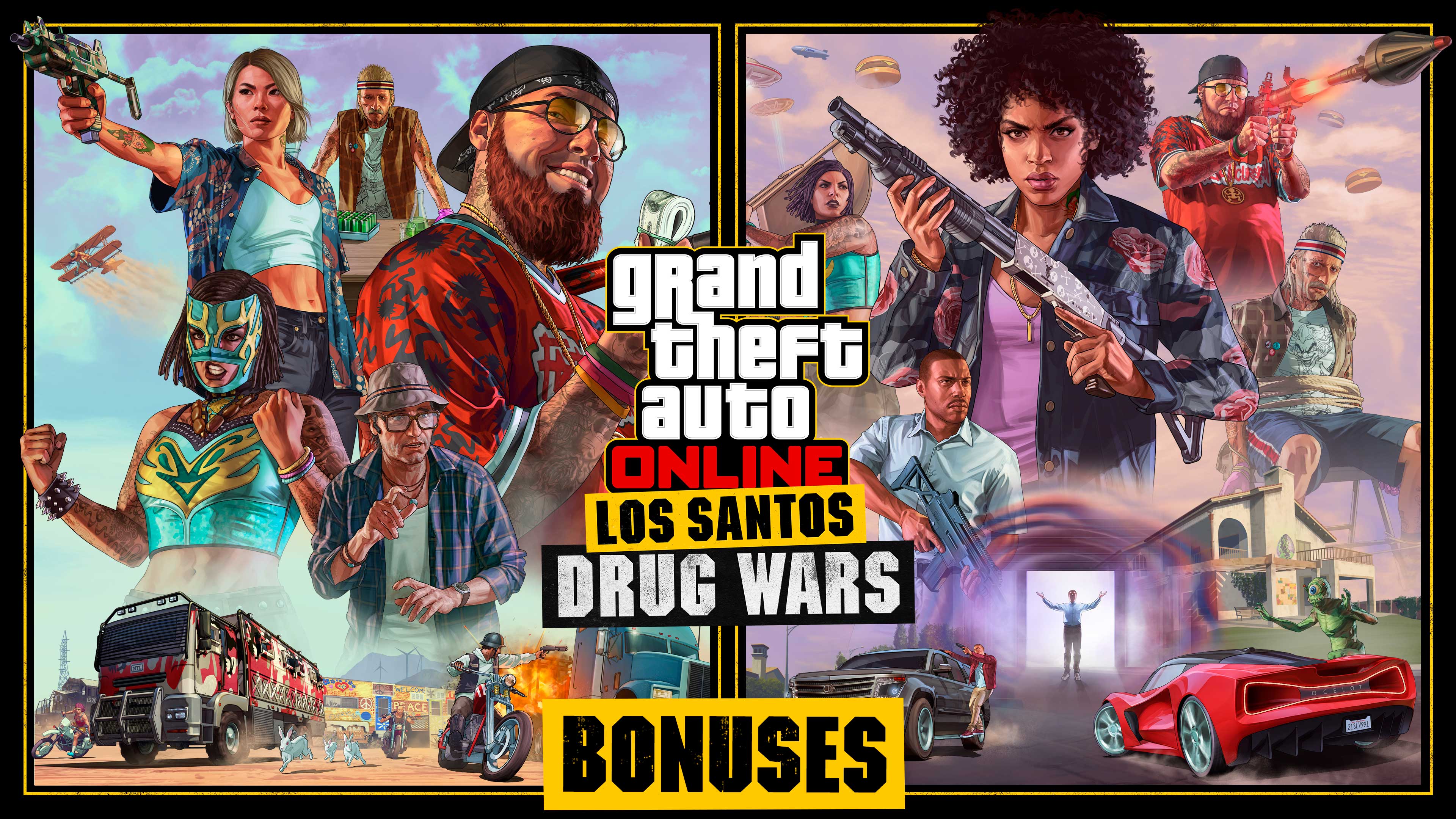 Pôster de bônus de Los Santos Drug Wars no Grand Theft Auto Online