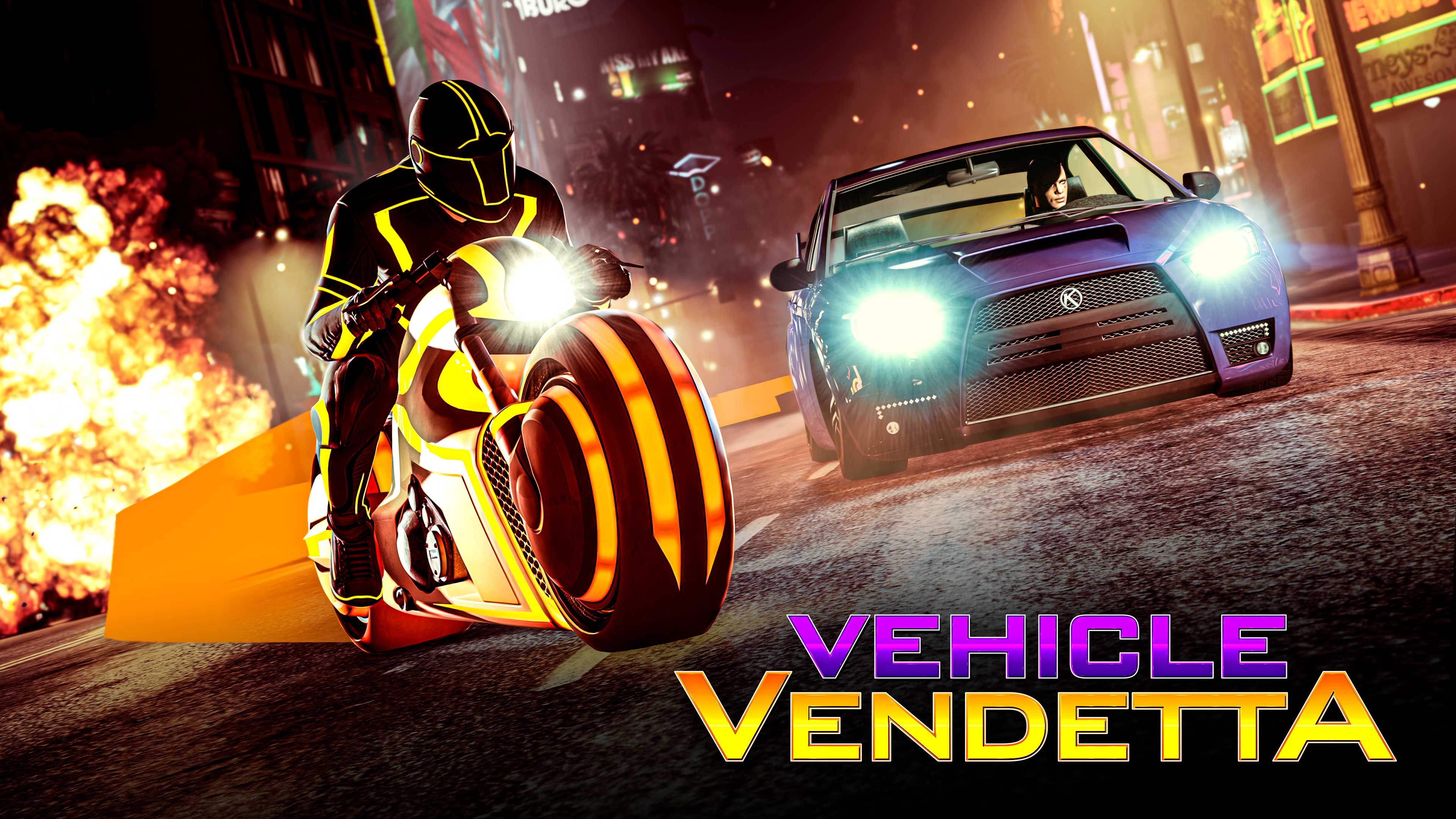 imagem do GTA Online com logotipo de Vingança Motorizada