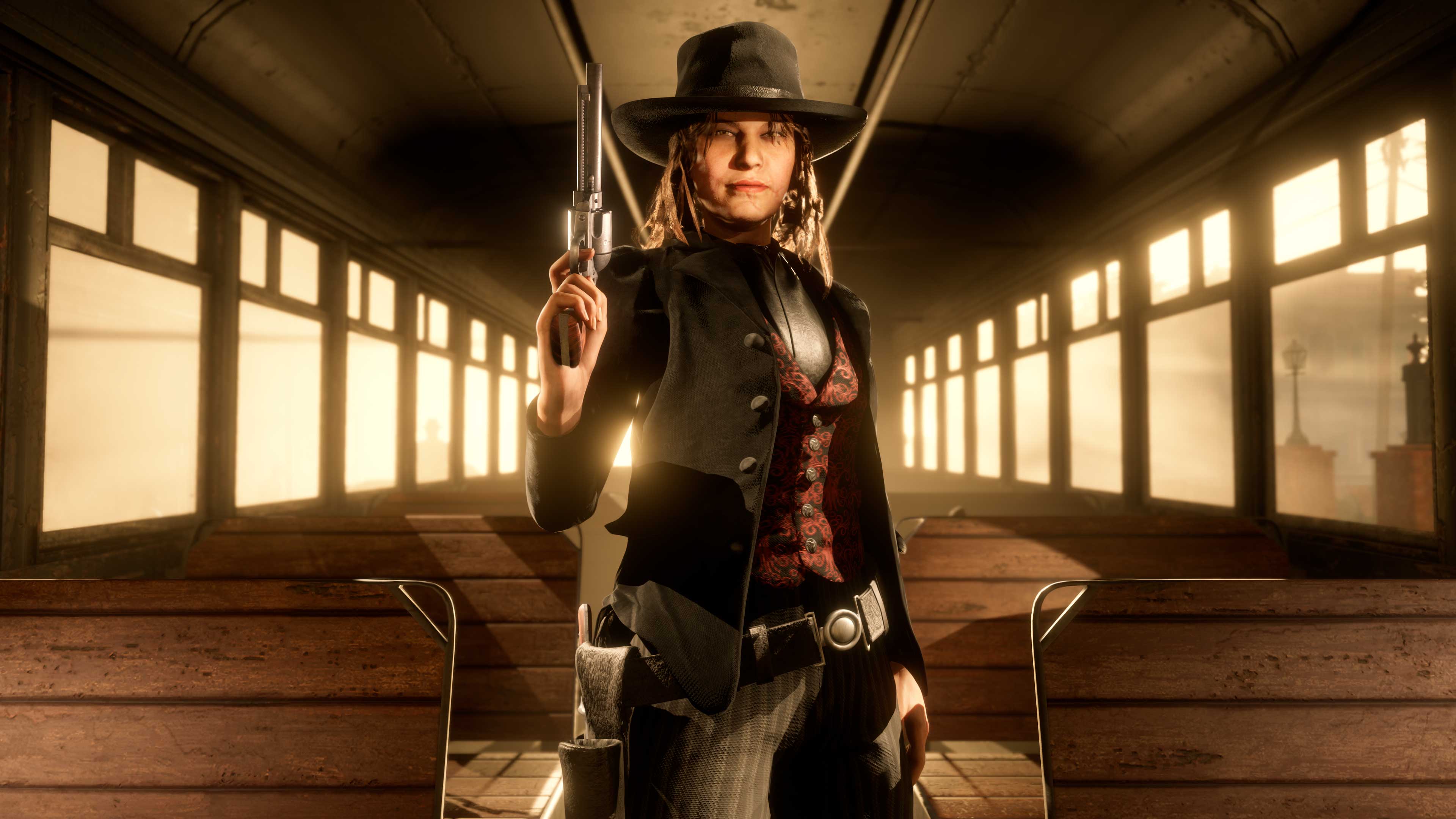 imagem de um personagem de Red Dead Online vestindo o traje da comunidade