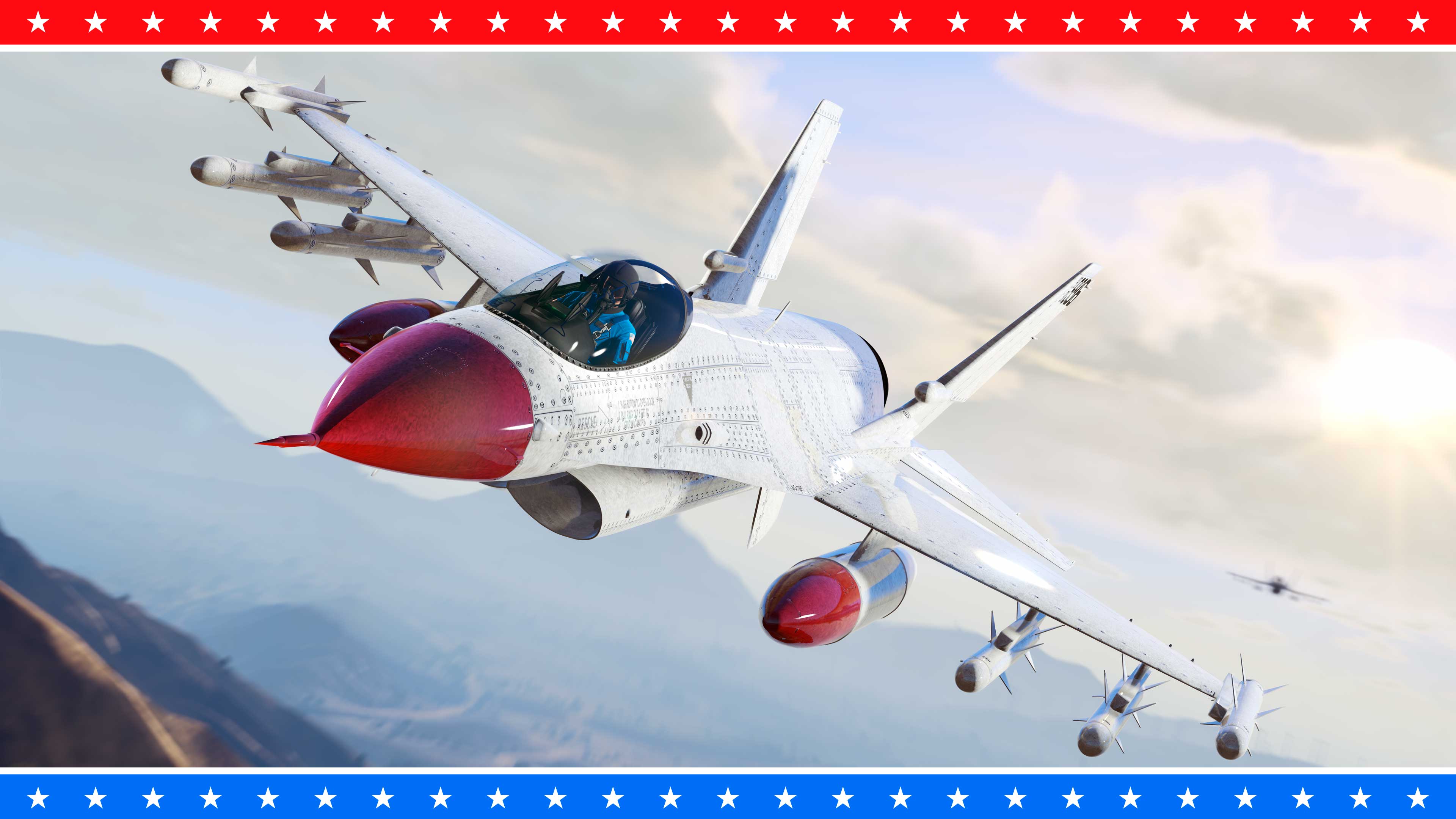 Um jato JoBuilt P-996 Lazer voa entre as nuvens.