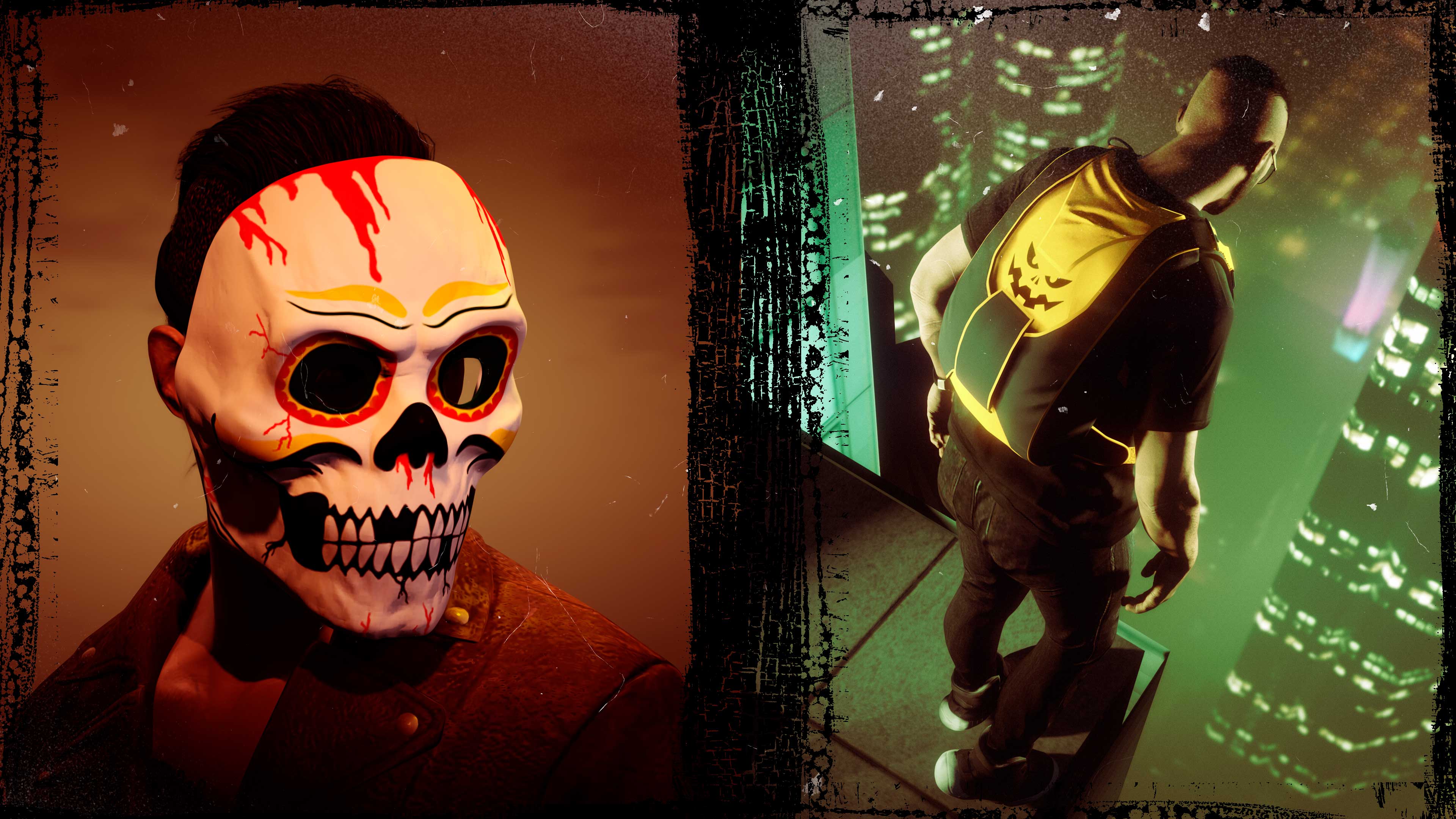 Immagine della maschera e dello zaino per paracadute a tema Halloween