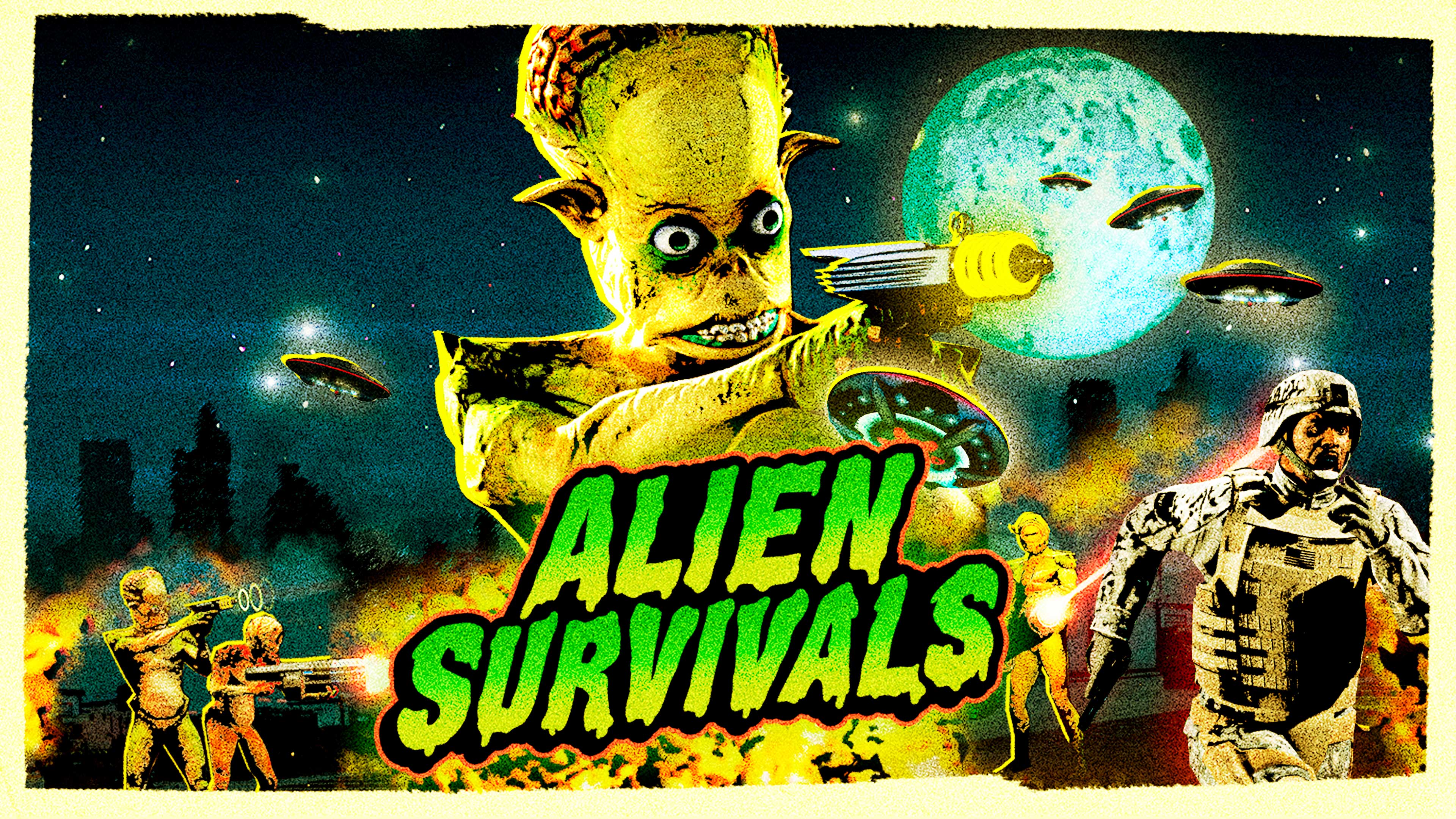Póster de partidas de supervivencia con alienígenas