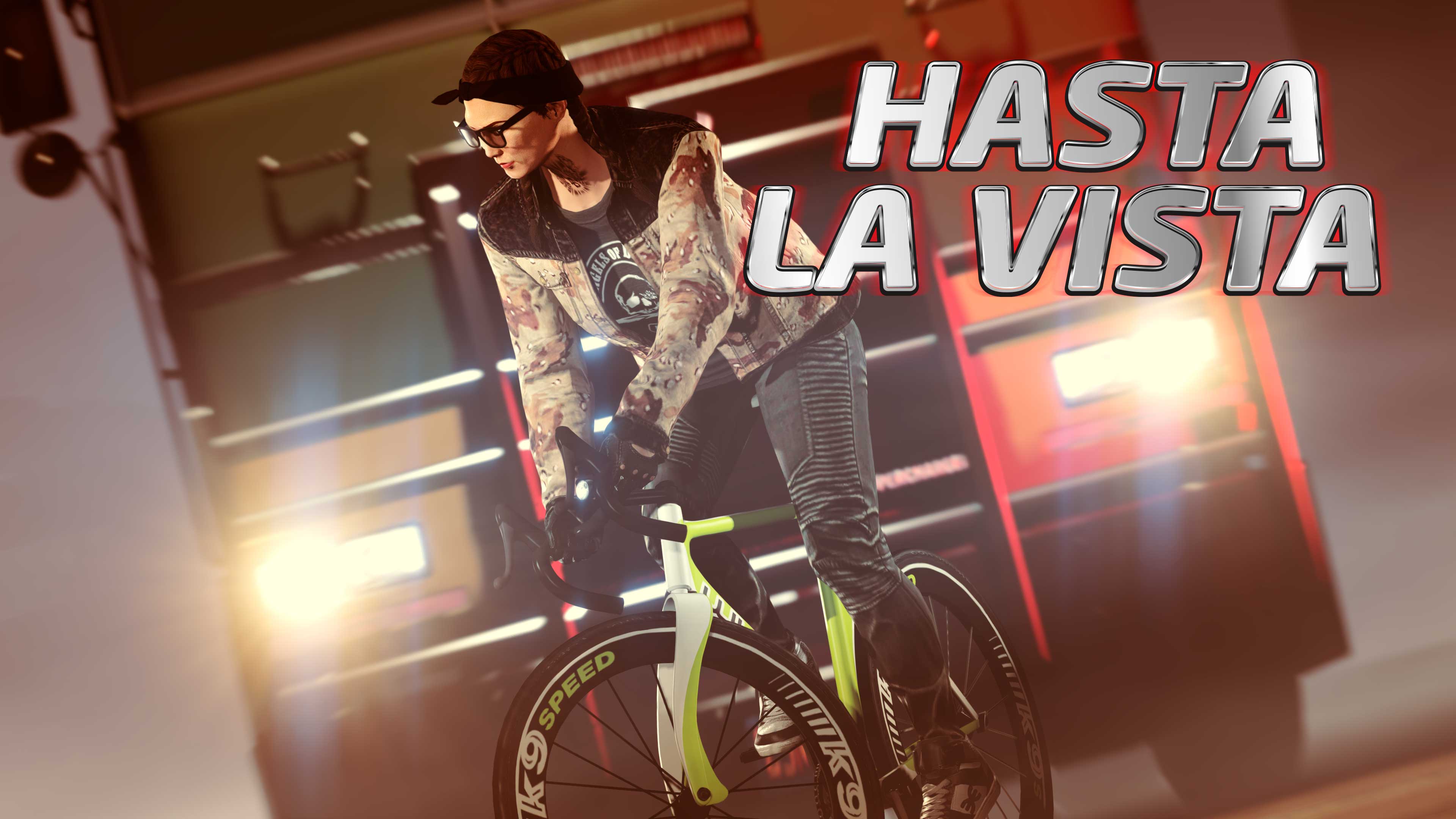 imagem de GTA Online com logo de Hasta La Vista