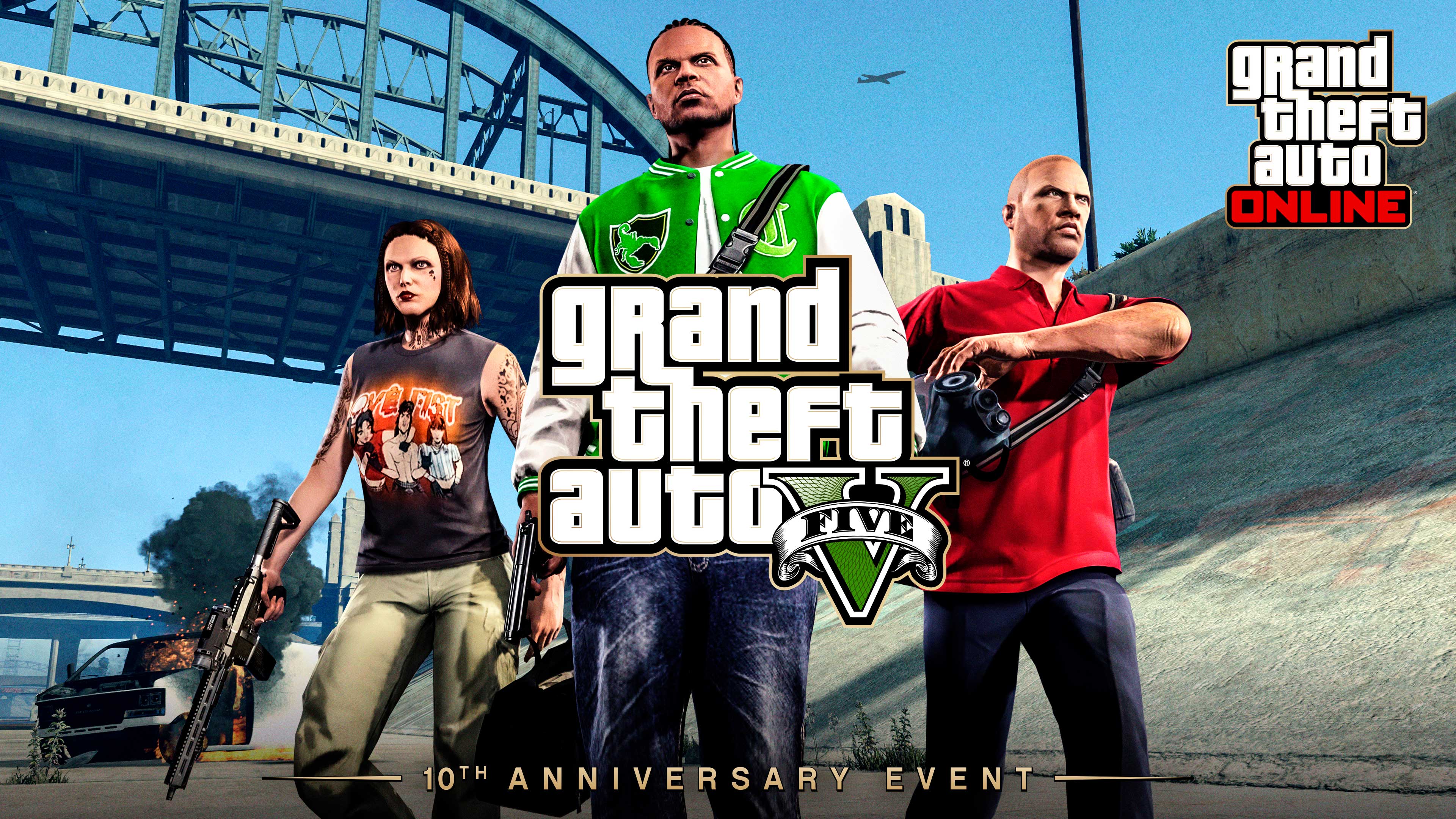 Rockstar Games on X: Celebrate 10 years of Grand Theft Auto V in GTA  Online this week with a trio of outfits inspired by Michael, Franklin, and  Trevor. Plus, get bonuses on