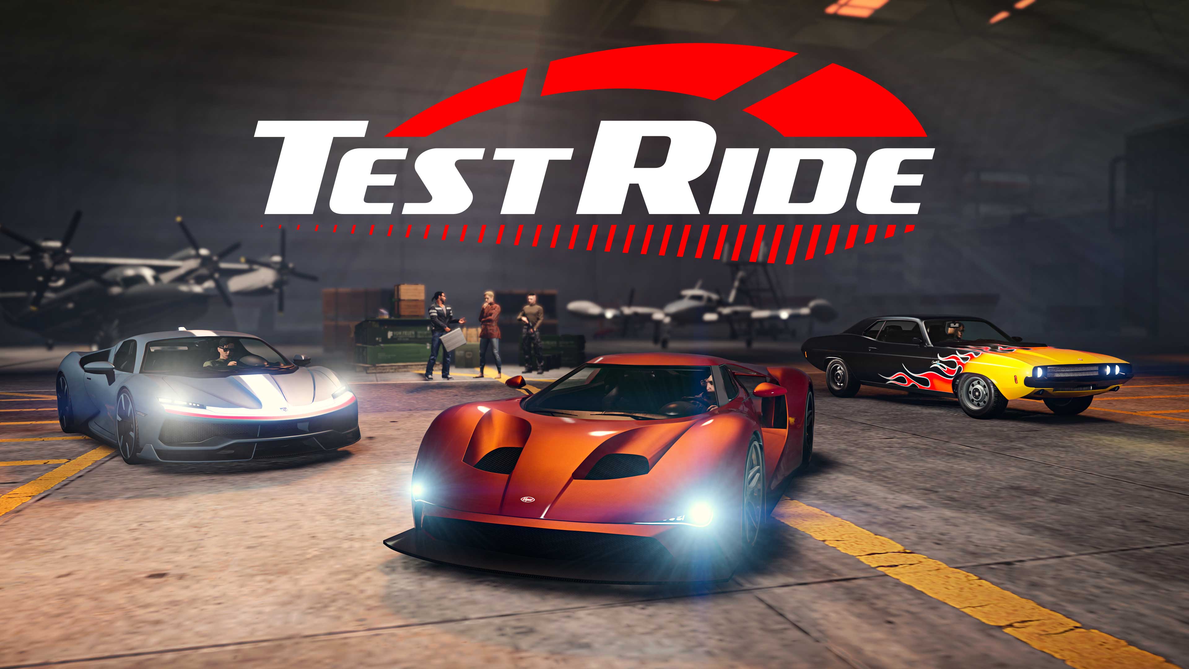 Immagine di GTA Online con il logo Test Ride, veicolo di prova.
