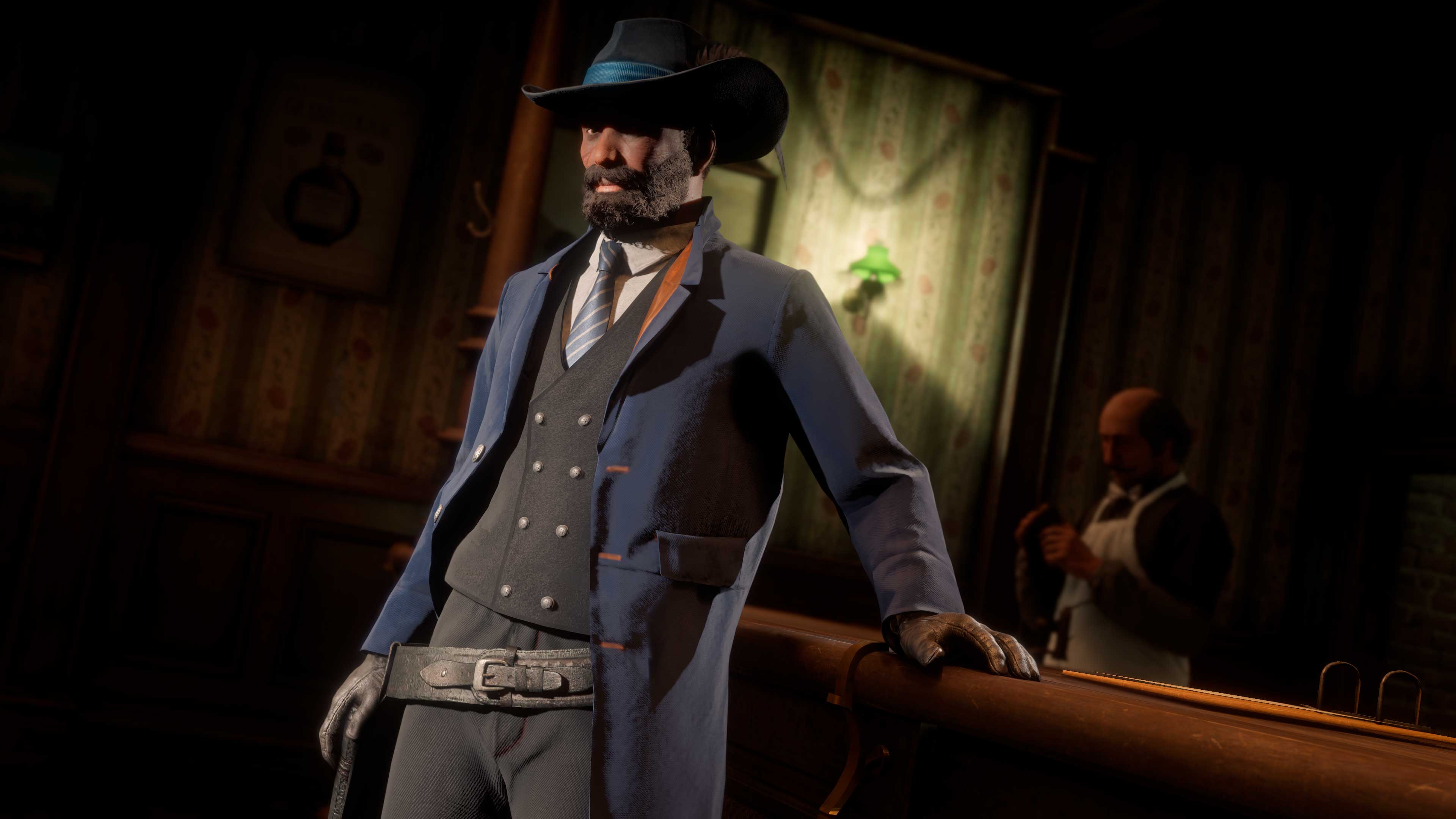 Imagem de um personagem de Red Dead Online vestindo o traje grátis