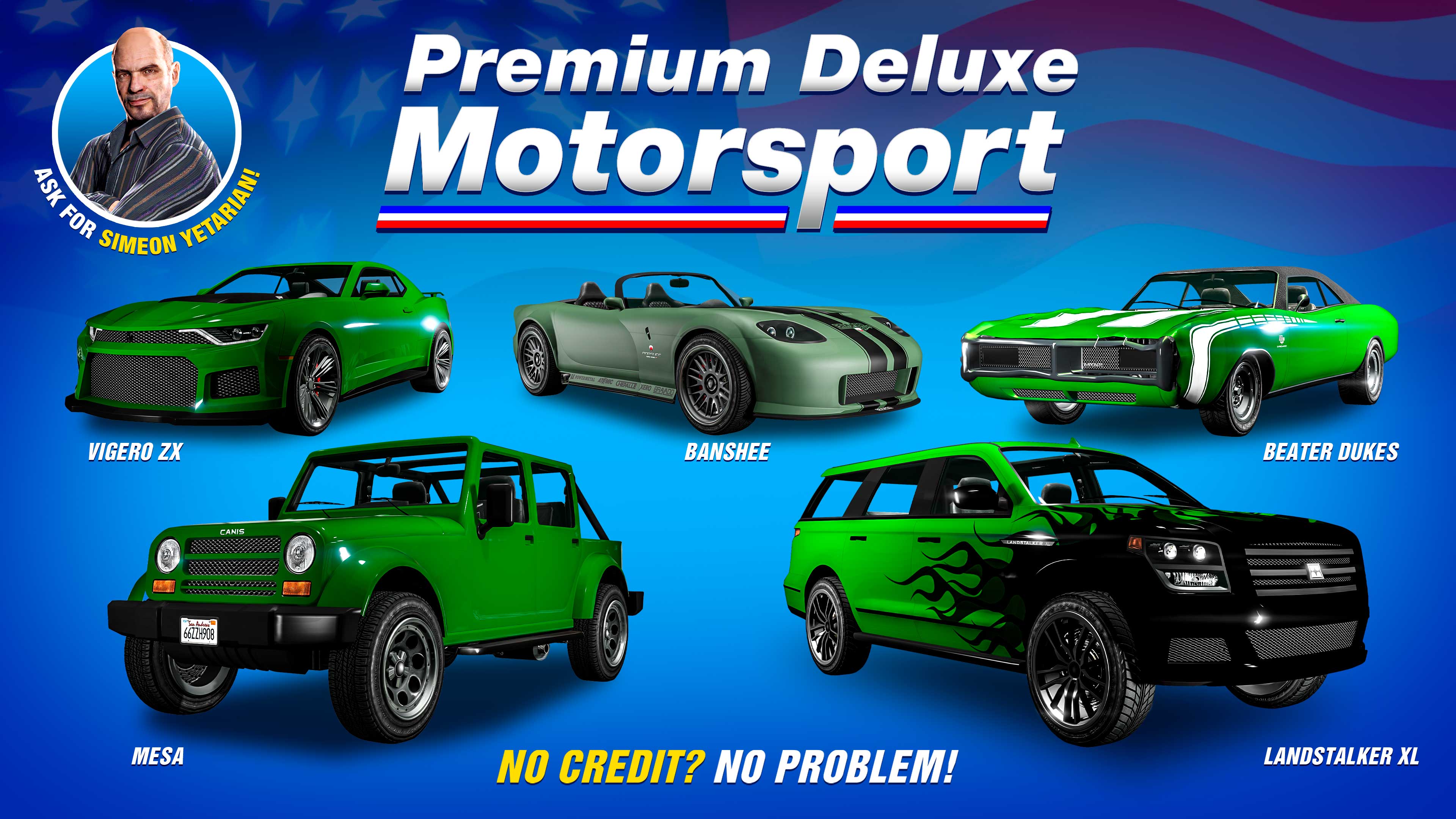 poster raffigurante i veicoli dell’autosalone Premium Deluxe Motorsport