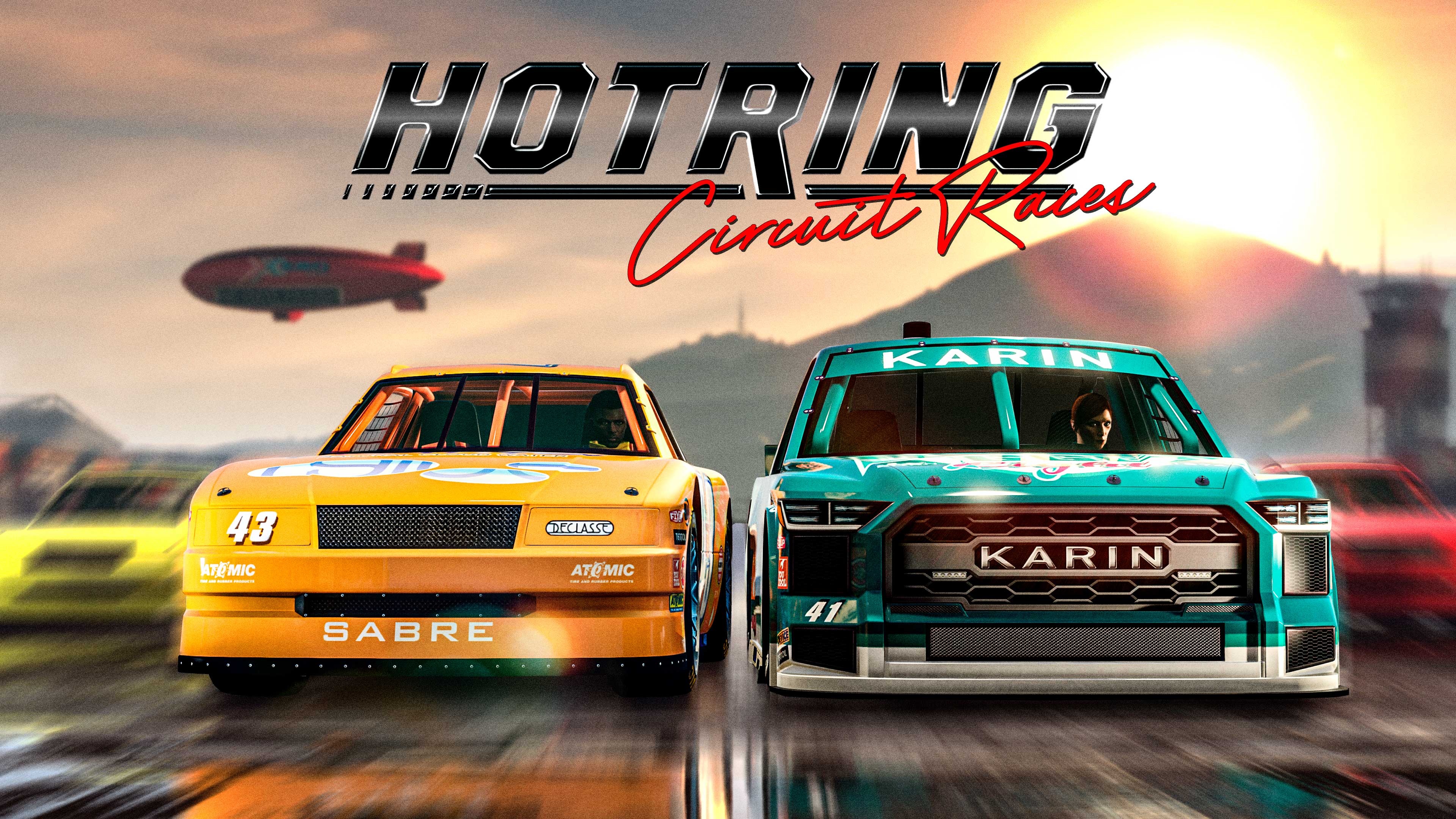 Hotring Circuit Races event poster with cars racing on a track.