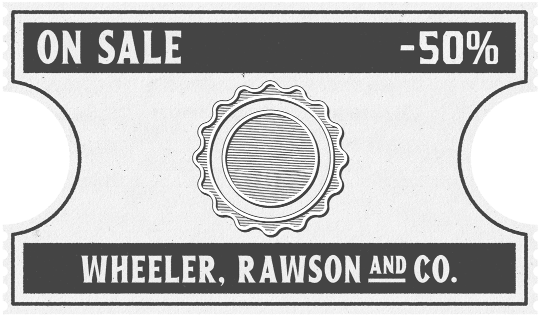 50 porciento de descuento en objetos de rol de comerciante principiante y entusiasta.