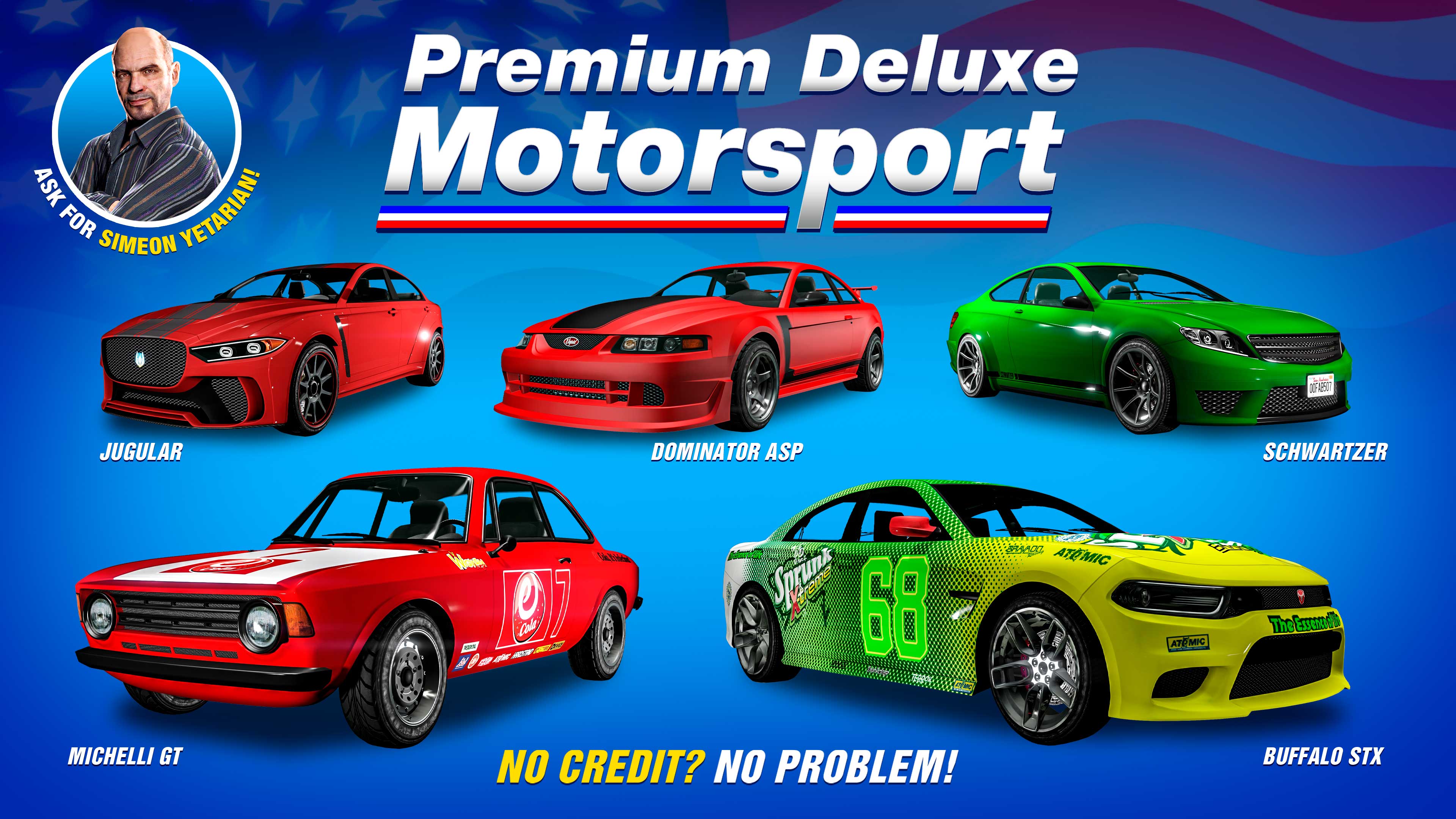 Poster dell'autosalone Premium Deluxe Motorsport con veicoli