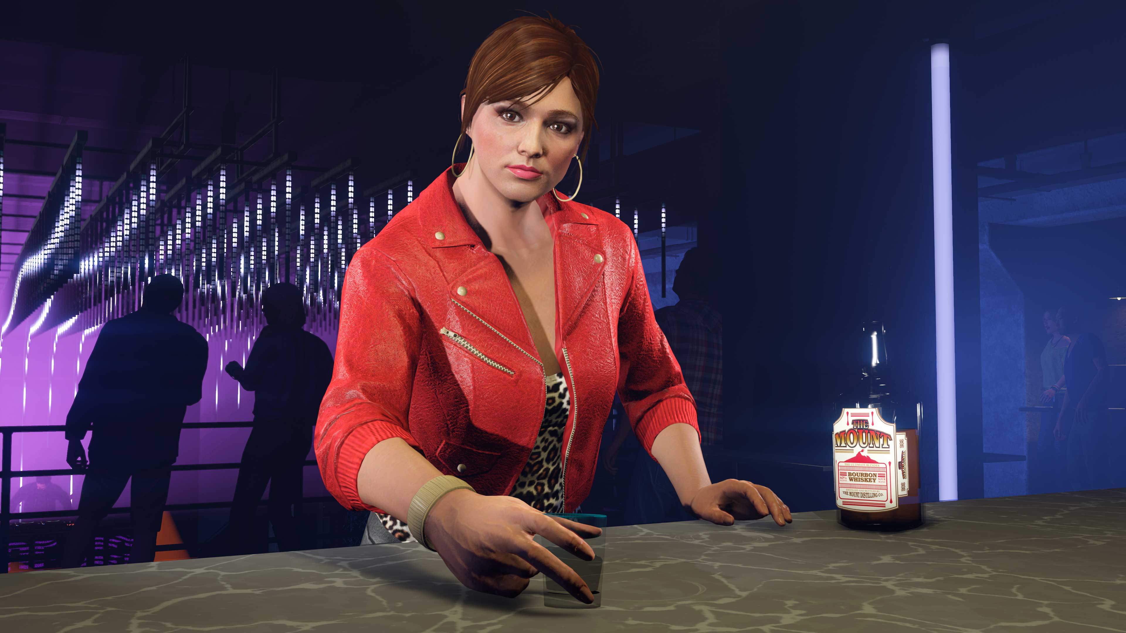 Imagem de personagem em um bar de Boate no GTA Online
